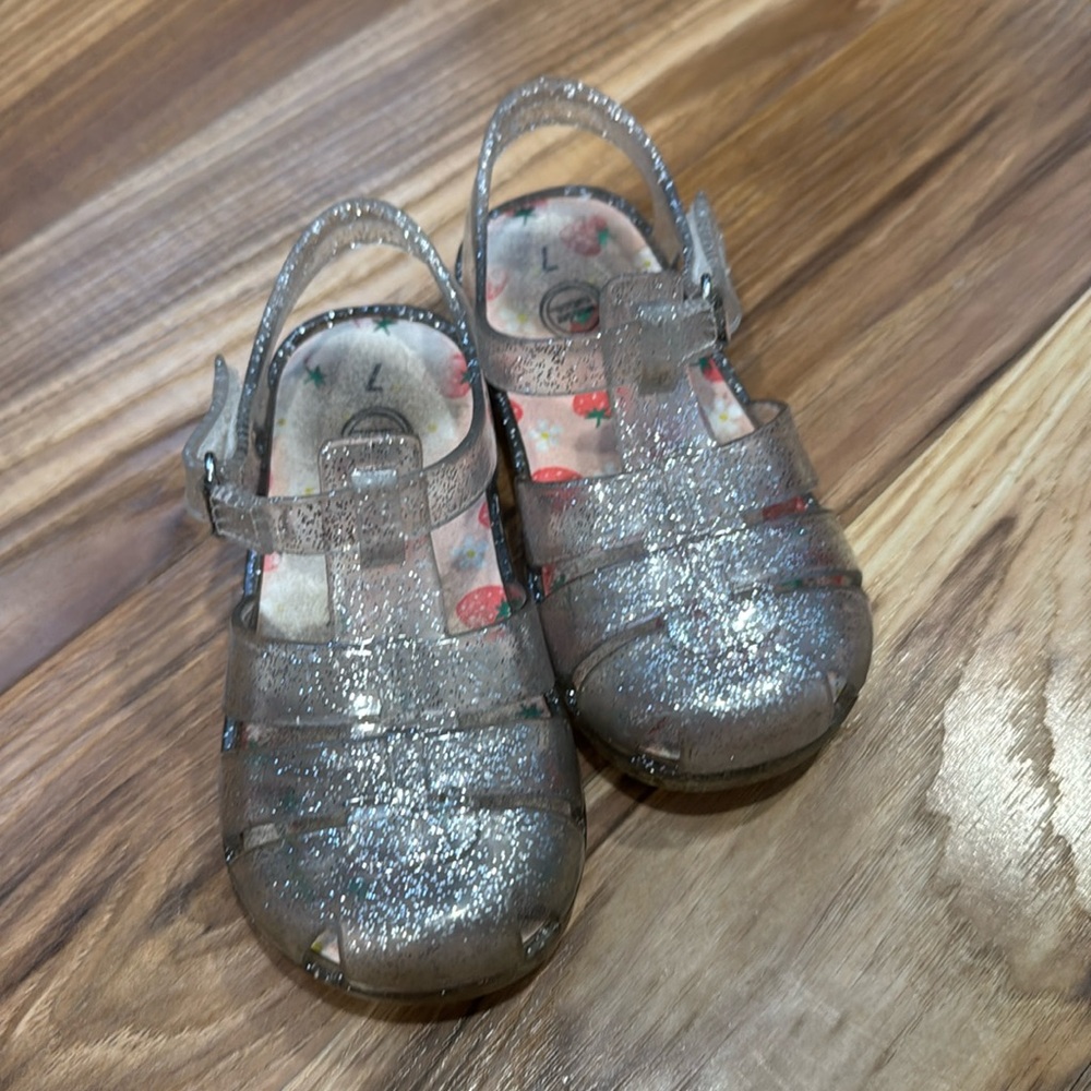 Jelly shoes toddler girl 7 sparkle sandals summer silver clear